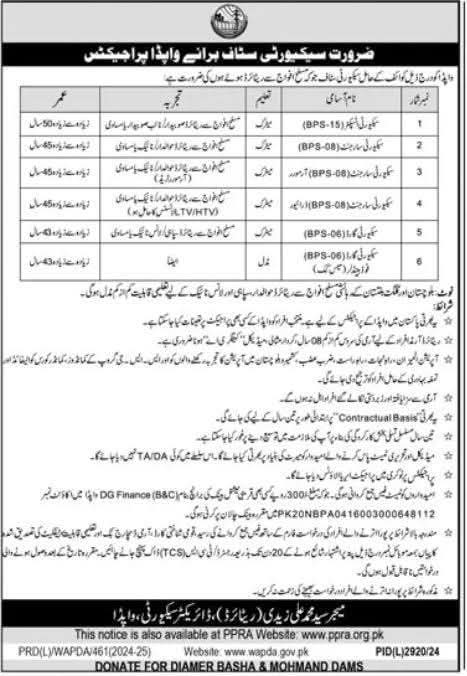 WAPDA Latest Jobs 2025 (Security Inspectors and Sargents) Advertisement: