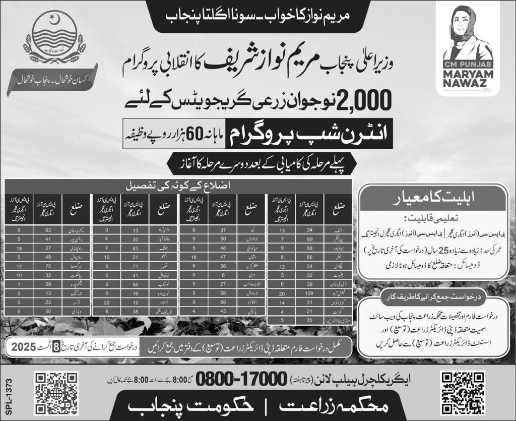 CM Punjab Fresh Graduates Internship Program 2025 Advertisement: