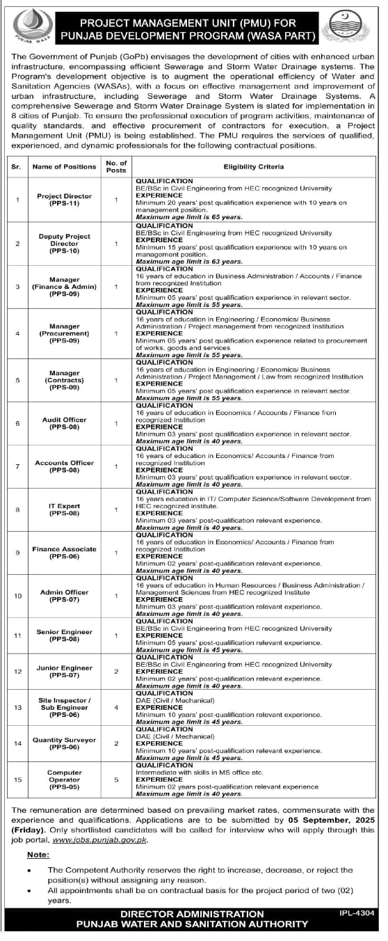 Water and Sanitation Agency WASA Jobs