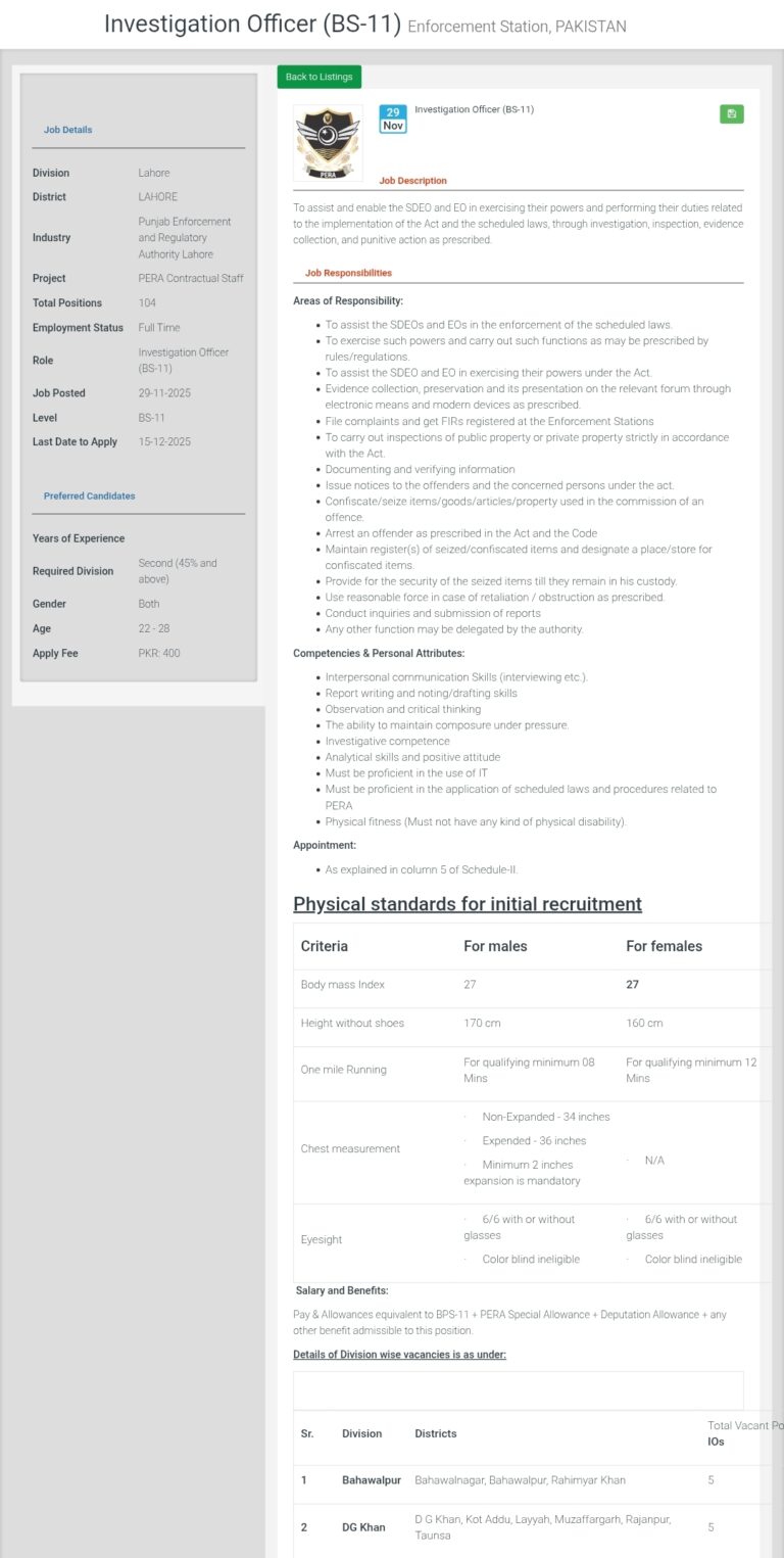 PERA Jobs 2026 Advertisement: