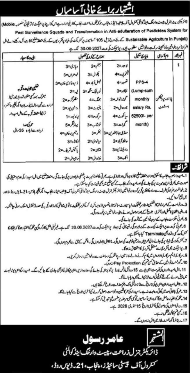Agriculture Department Punjab Jobs 2026 Advertisement: