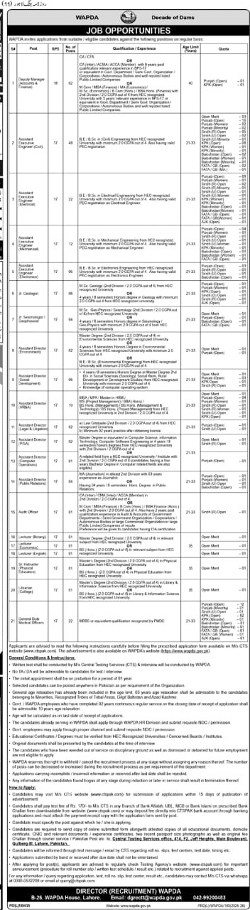 WAPDA Jobs 2026 Advertisement:
